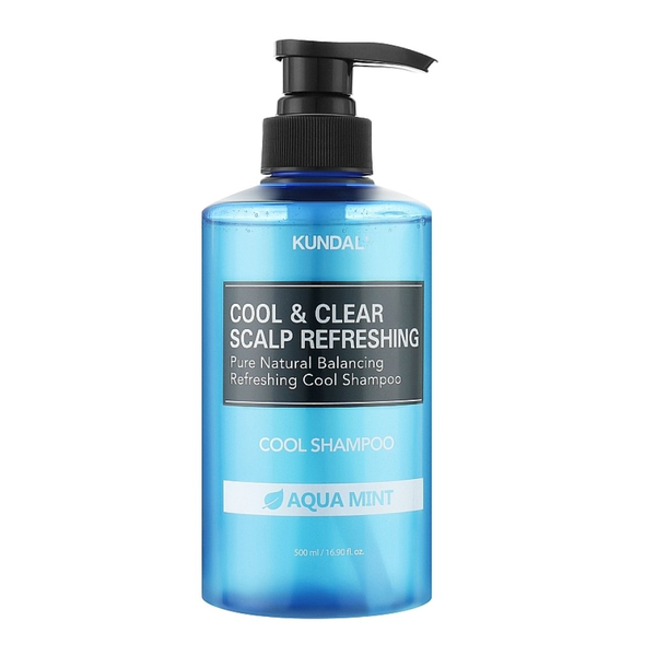 Шампунь безсульфатный Kundal Cool&Clear Scalp Refreshing Aqua Mint ментол/мята и чайное дерево 500 мл