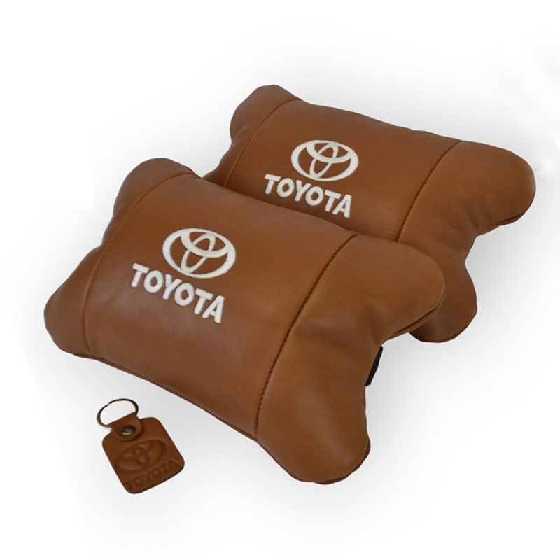 Подушка автомобильная Toyota 7487 на подголовник кожа 2 шт. Brown (36226906)