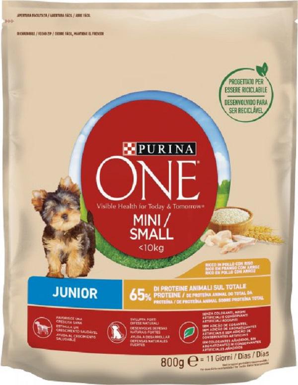 Корм сухий для цуценят малих порід Purina One Mini Junior з куркою та рисом 800 г (7613035027022)