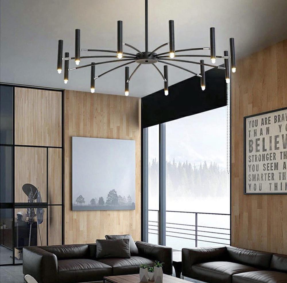 Люстра трубчаста з 12 регулюючими плафонами Чорний (LF_ST 01/12 BK) - фото 5