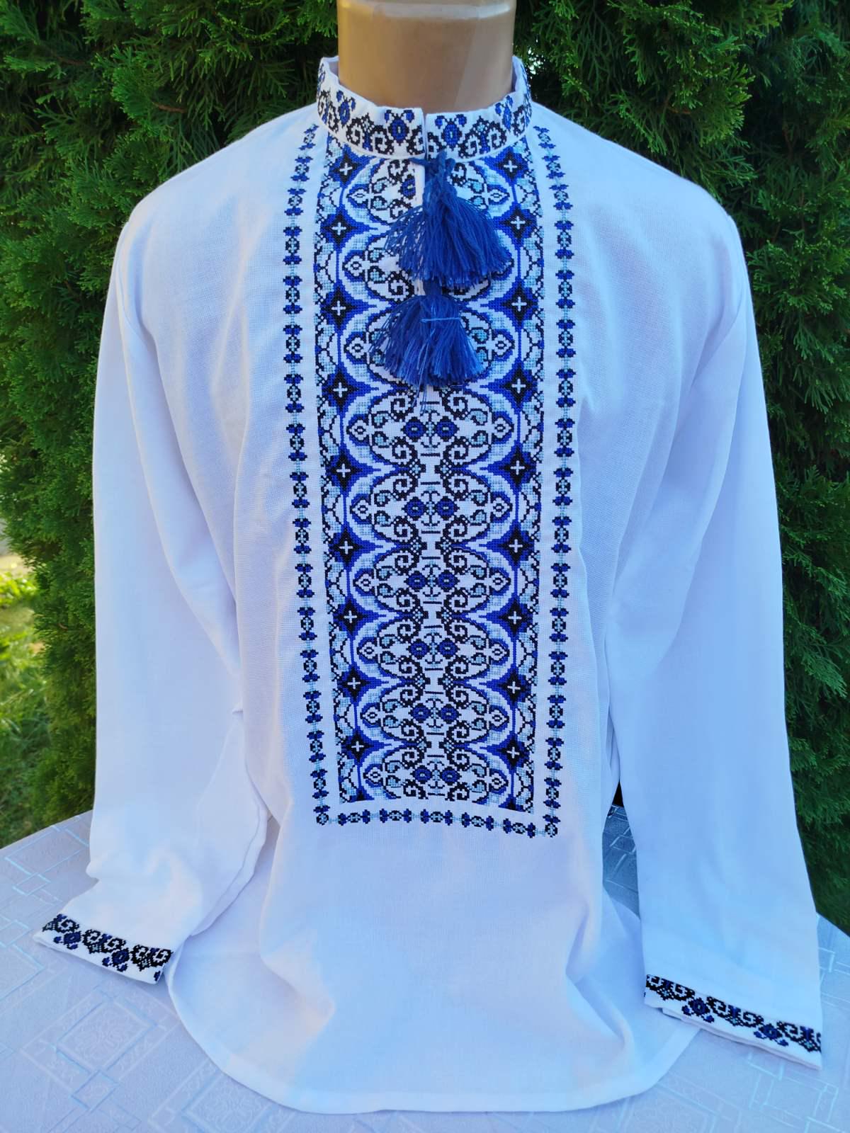 Вишиванка для пари з вишивкою р. 50 Білий/Синій (2657900321) - фото 3 Вишиванка для пари з вишивкою р. 50 Білий/Синій (2657900321) - фото 3