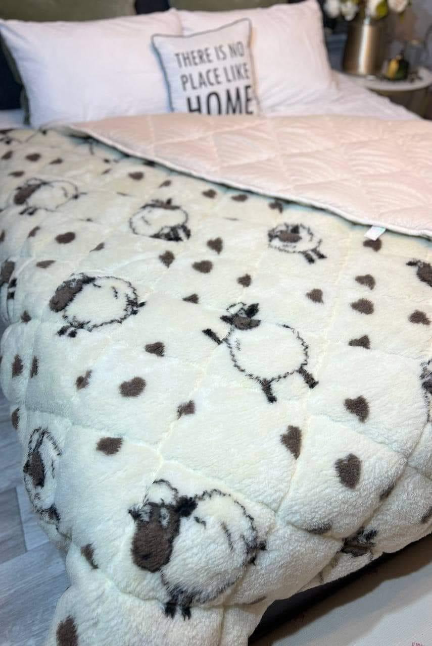 Ковдра зимова з відкритим хутром Баранчик Шон полуторний 150x215 см (29439447)