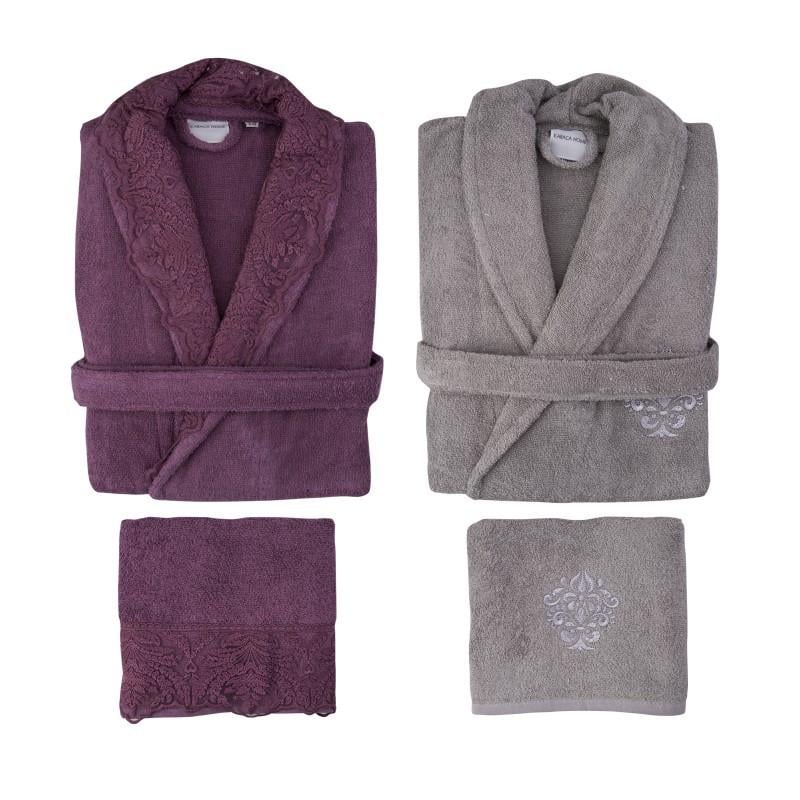 Набор халат с полотенцем Karaca Home Drisela 2018-2 murdum S/M+L/XL+50х90 2 шт. (2000022190169)