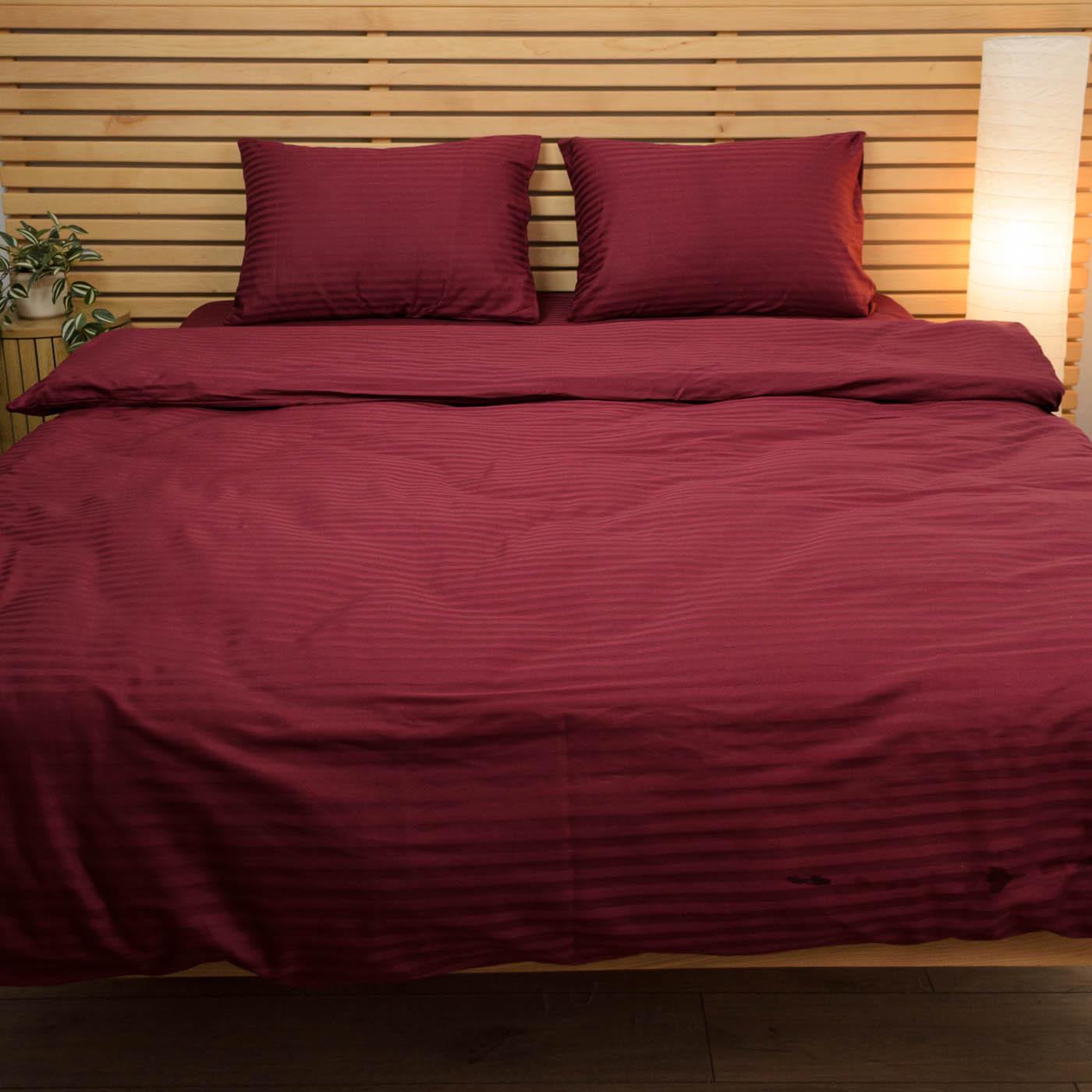 Наволочка YouStar 125 г/м2 страйп сатин 70х70 см 1 шт. Бордовый (nav-sst-70x70-burg) - фото 2