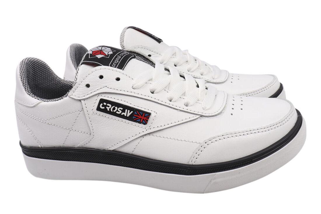 Кеди чоловічі Cros Sav зі шкіри на низькому ходу на шнурівці р. 37 Білий (26-21DTC)