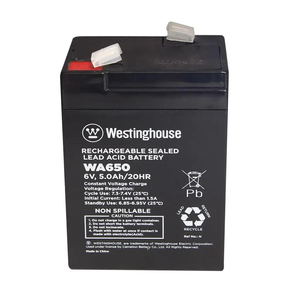 Батарея аккумуляторная свинцово-кислотная Westinghouse 6 V 5 Ah terminal F2 101x48x70 мм 1 шт. (9360187)