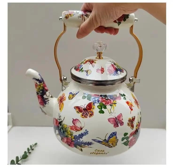 Чайник эмалированный винтажный KSL со свистком 2,5 л для газовой плиты (47111) - фото 5 Чайник эмалированный винтажный KSL со свистком 2,5 л для газовой плиты (47111) - фото 5