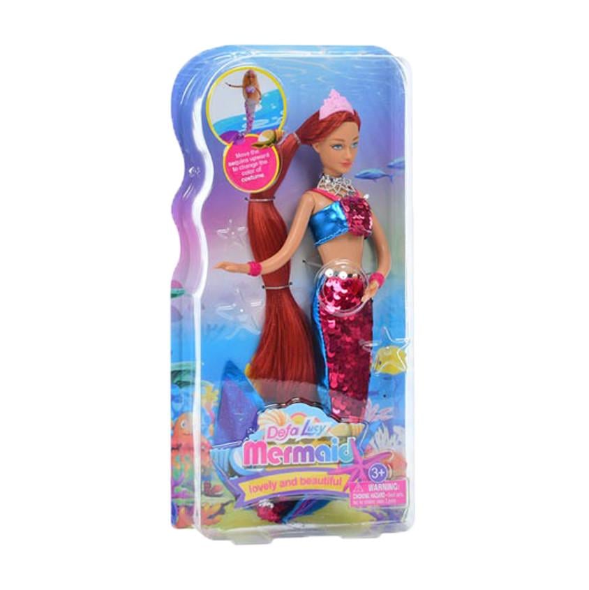 Лялька русалка Defa з паєтками 29 см Червоний (IL-188-L-103)