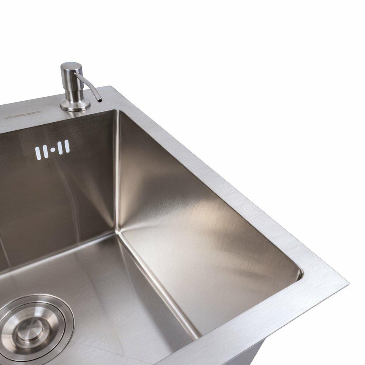 Мийка для кухні Valeso нержавіюча сталь 45х45 см/сифон круглий 3,0/0,8 мм (12222) - фото 2 Мийка для кухні Valeso нержавіюча сталь 45х45 см/сифон круглий 3,0/0,8 мм (12222) - фото 2
