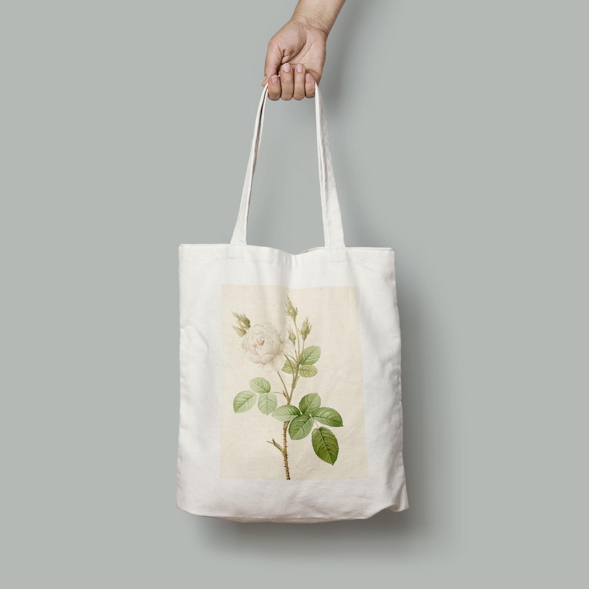 Эко-сумка Винтажный цветочный принт белая роза с шипами шопер (Flowers1919009_Bag) Эко-сумка Винтажный цветочный принт белая роза с шипами шопер (Flowers1919009_Bag)