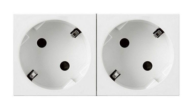 Блок розеток Legrand Mosaic 2хSchuko под углом 45° с заземлением Белый (ERC-077252)