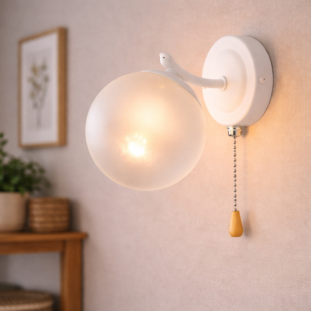 Бра Valeso со шнуровым выключателем на корпусе под одну лампу Е27 Белый (B K2355/1W WT)