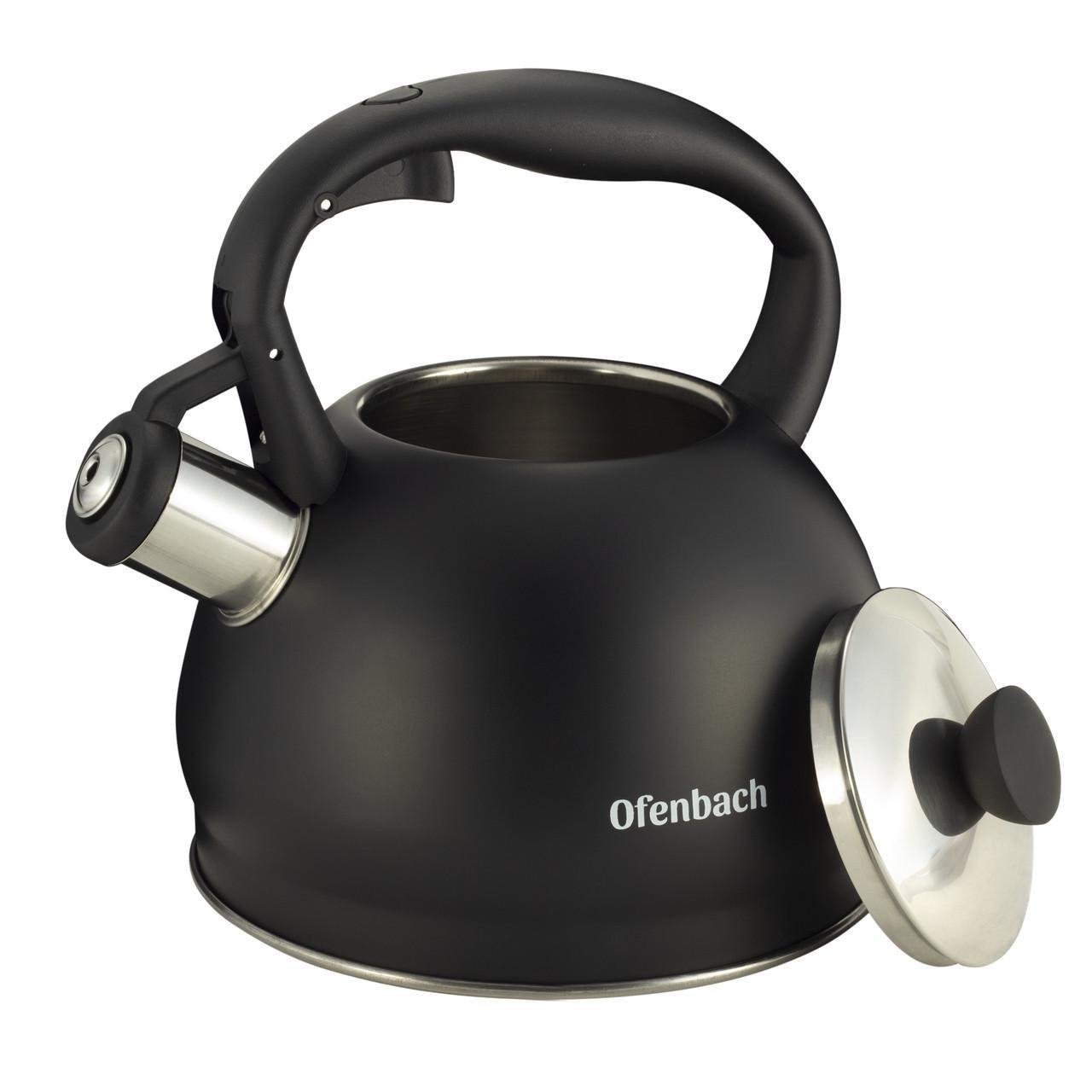 Чайник со свистком и нейлоновой ручкой Ofenbach KM-100300 из нержавеющей стали 2 л Черный (150-84-100300) - фото 2 Чайник со свистком и нейлоновой ручкой Ofenbach KM-100300 из нержавеющей стали 2 л Черный (150-84-100300) - фото 2