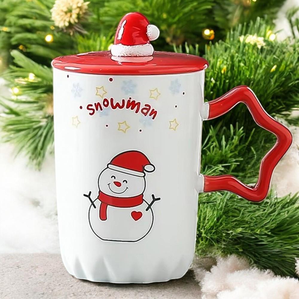 Чашка новорічна Snowman Сніговик з кришкою та ложкою 360 мл (03-снігов-R33366) - фото 3