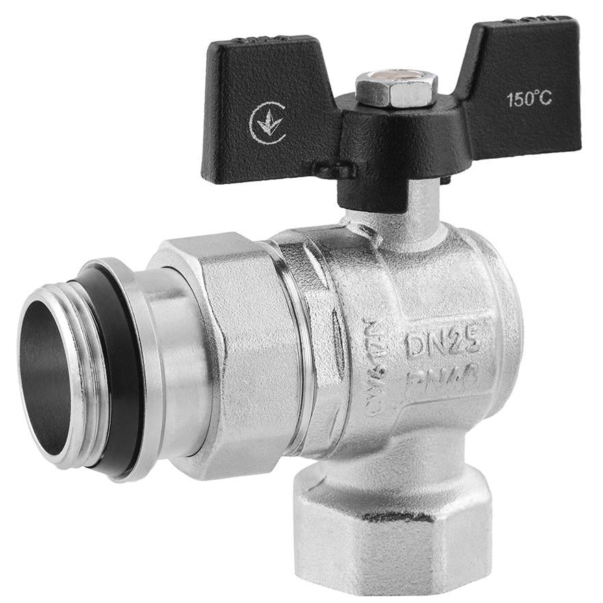 Кран кульовий Kroner CV033225 1" ВЗ з американкою метелик (249080)