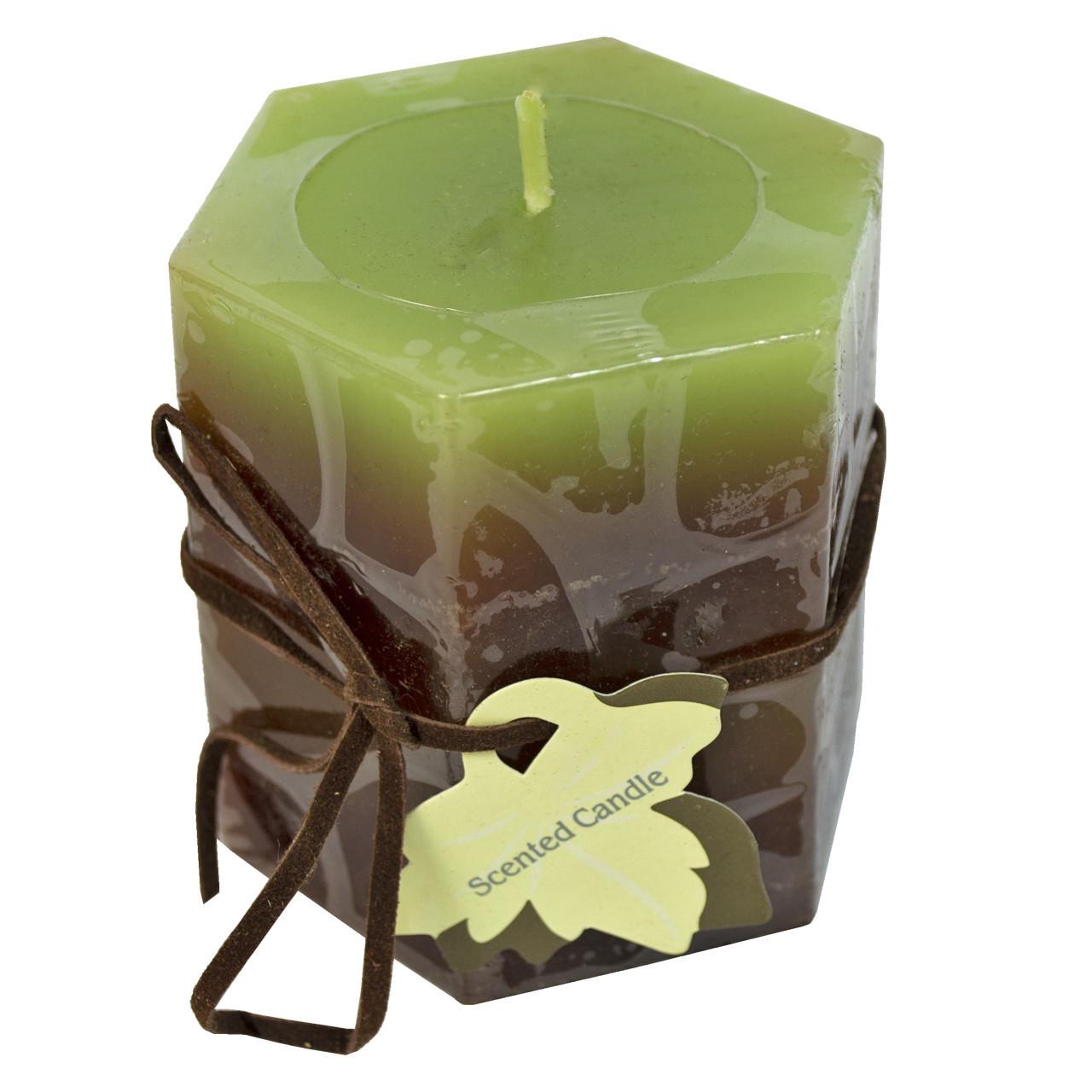 Аромасвеча пеньковая столбик шестиугольная 7 см Оливковый (7G-F-48161z)