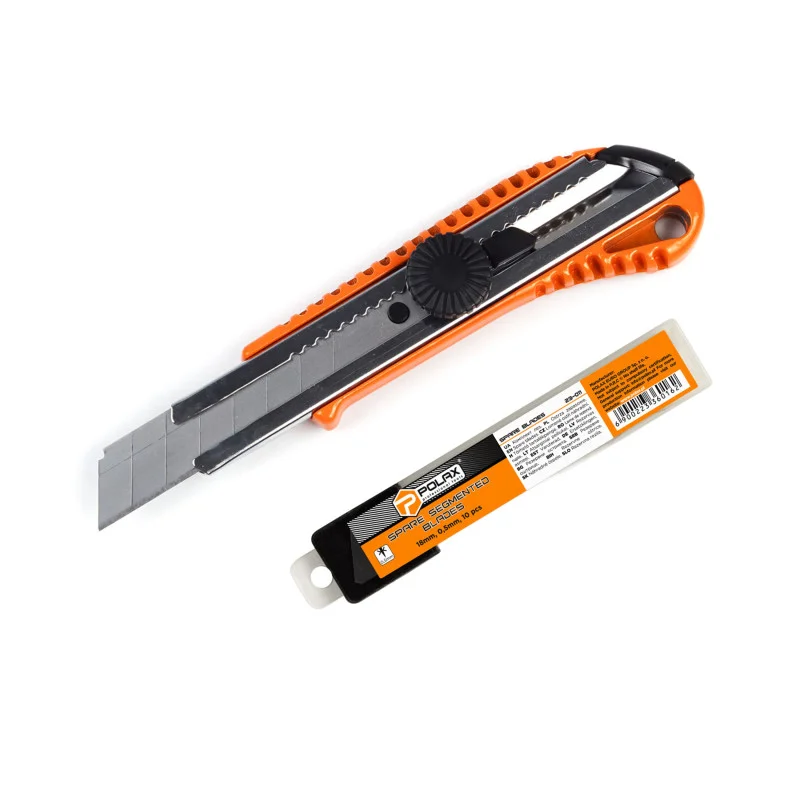 Ніж металевий Polax і комплект лез сегментних 18 мм 0,5 мм 10 шт. (335-73) Ніж металевий Polax і комплект лез сегментних 18 мм 0,5 мм 10 шт. (335-73)