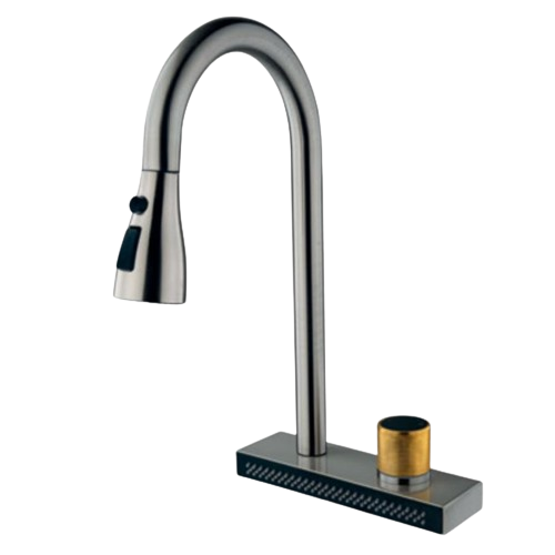 Змішувач для кухні MIXXUS FOL-014 з висувною лійкою і режим водоспаду з нержавіючої сталі Graphite (MI6341)