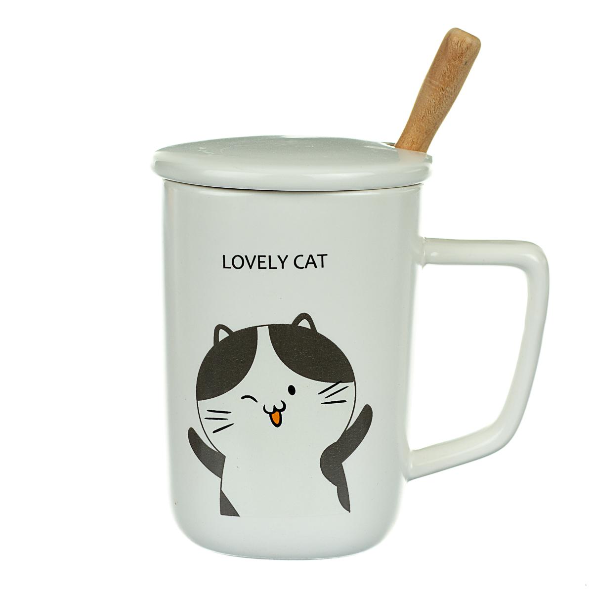 Кружка керамическая с крышкой Elisey Пушистый любимец1 350 мл (8424-006)