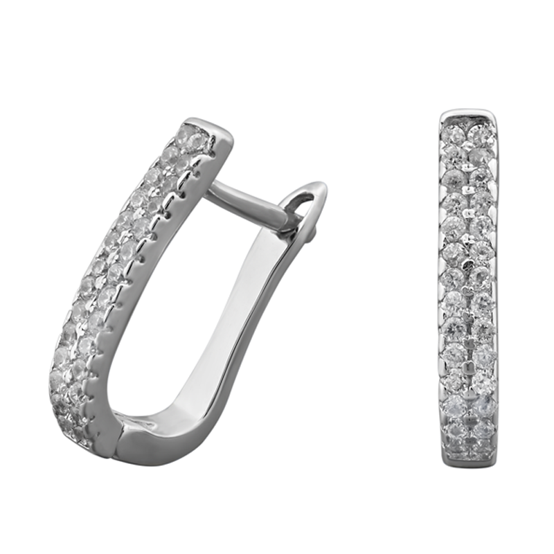 Серьги серебряные с россыпью мелких фианитов