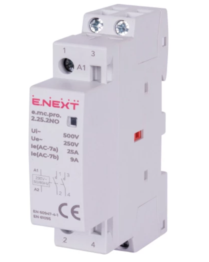Контактор модульный E.NEXT e.mc.pro.2.25.2NO 2P 25А 2NO 220V (p005201)