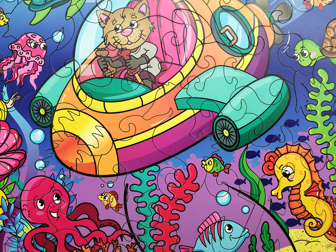 Пазл деревянный Подводный мир в форме дельфина 49,1 х34, 3 см 58 шт. (1543566781) - фото 10