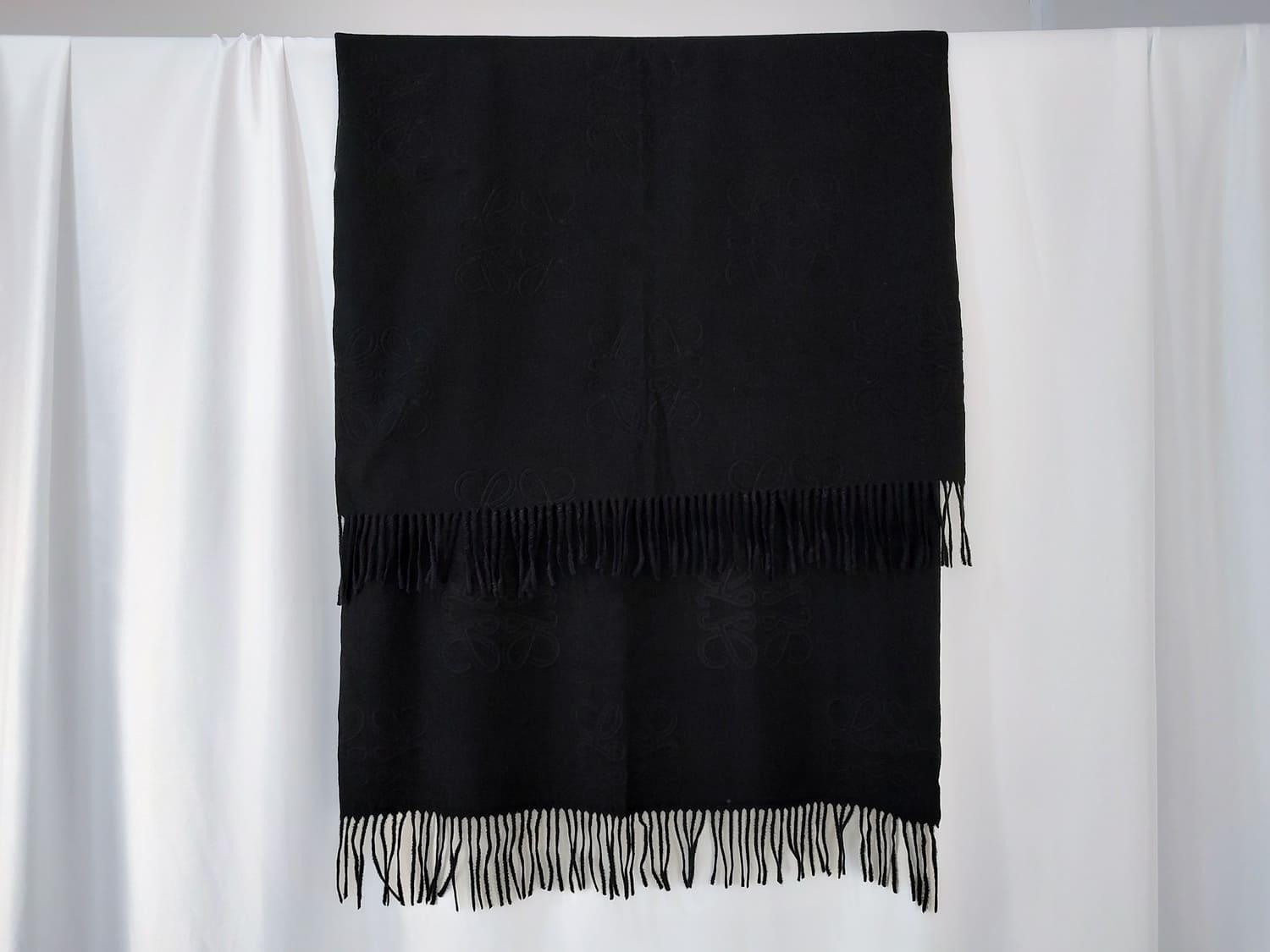 Шарф теплый кашемировый с бахромой 180х70 см Черный (ШарфКаш95)