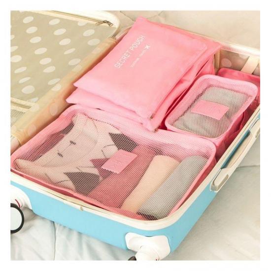 Набор органайзеров для вещей и белья 6в1 дорожный Pink (128228) - фото 4 Набор органайзеров для вещей и белья 6в1 дорожный Pink (128228) - фото 4