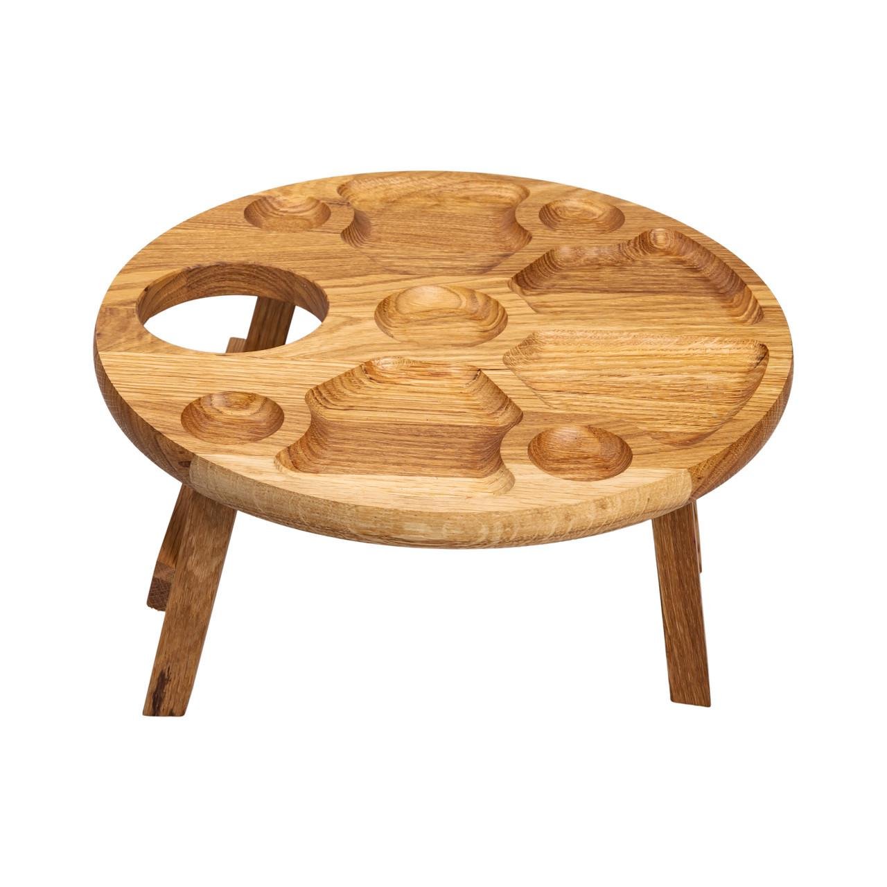 Столик-менежанка винный из дерева круглый на ножках дуб 35 см - фото 5 Столик-менежанка винный из дерева круглый на ножках дуб 35 см - фото 5