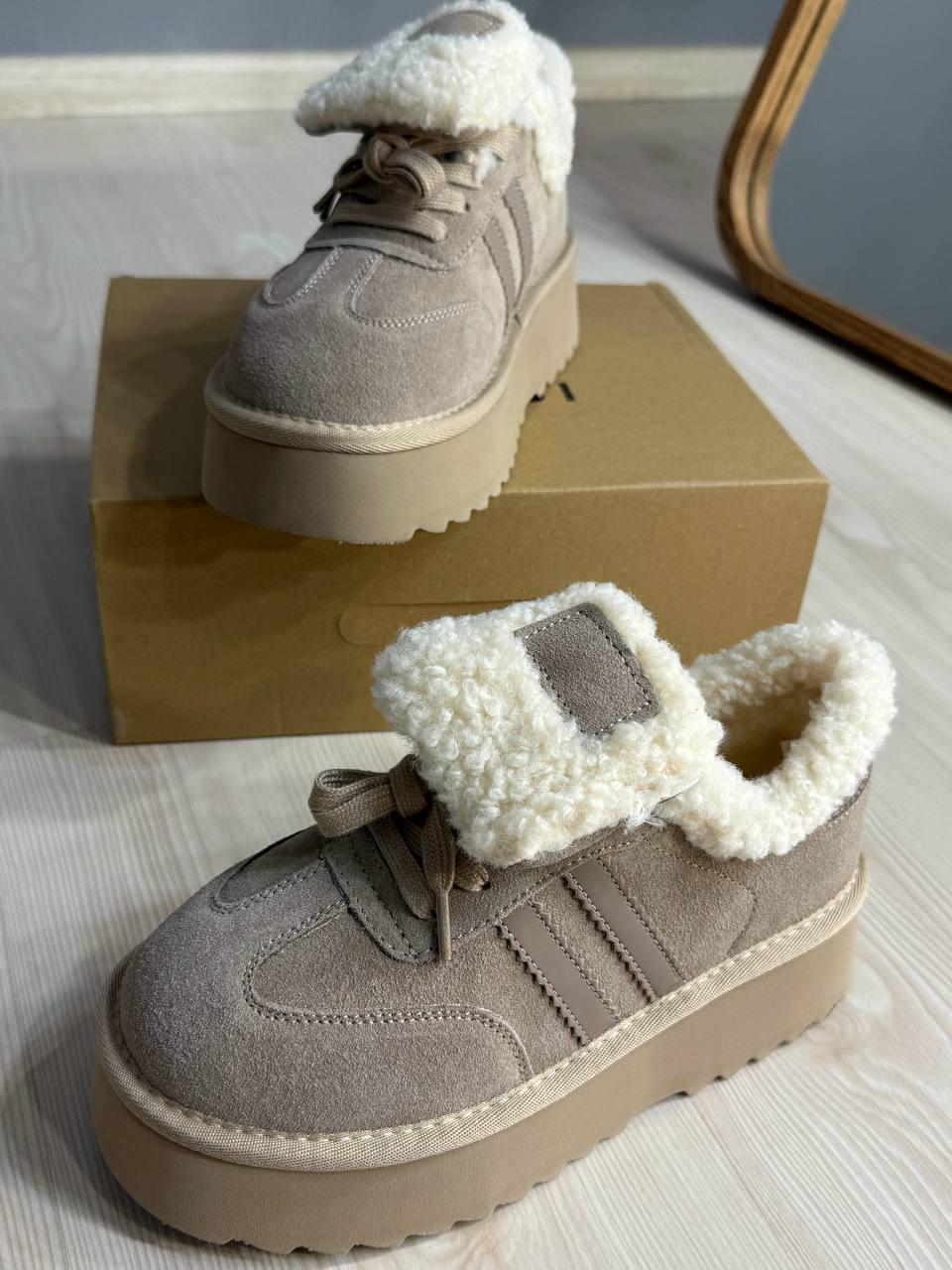 Черевики жіночі Hengji 009-3 уггі замшеві на хутрі р. 39 Бежевий (5854)