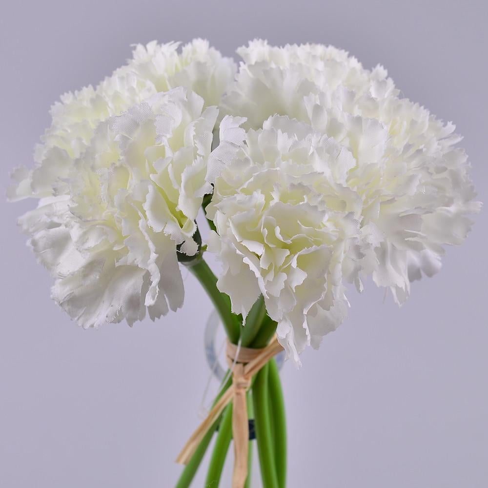 Искусственные цветы Букет гвоздики вязкой Белый (1347-2)