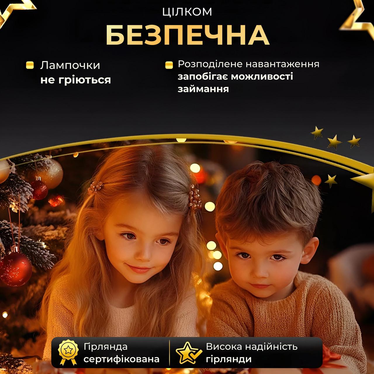 Гірлянда роса 20 м USB на 200 led світлодіодів крапля зелений провід жовтий - фото 6