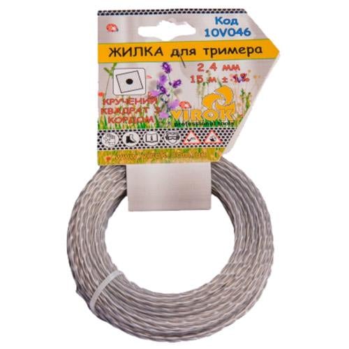 Леска для триммера Virok Крученый квадрат с кордом Ø 2,4 мм х 15 м (10V046)