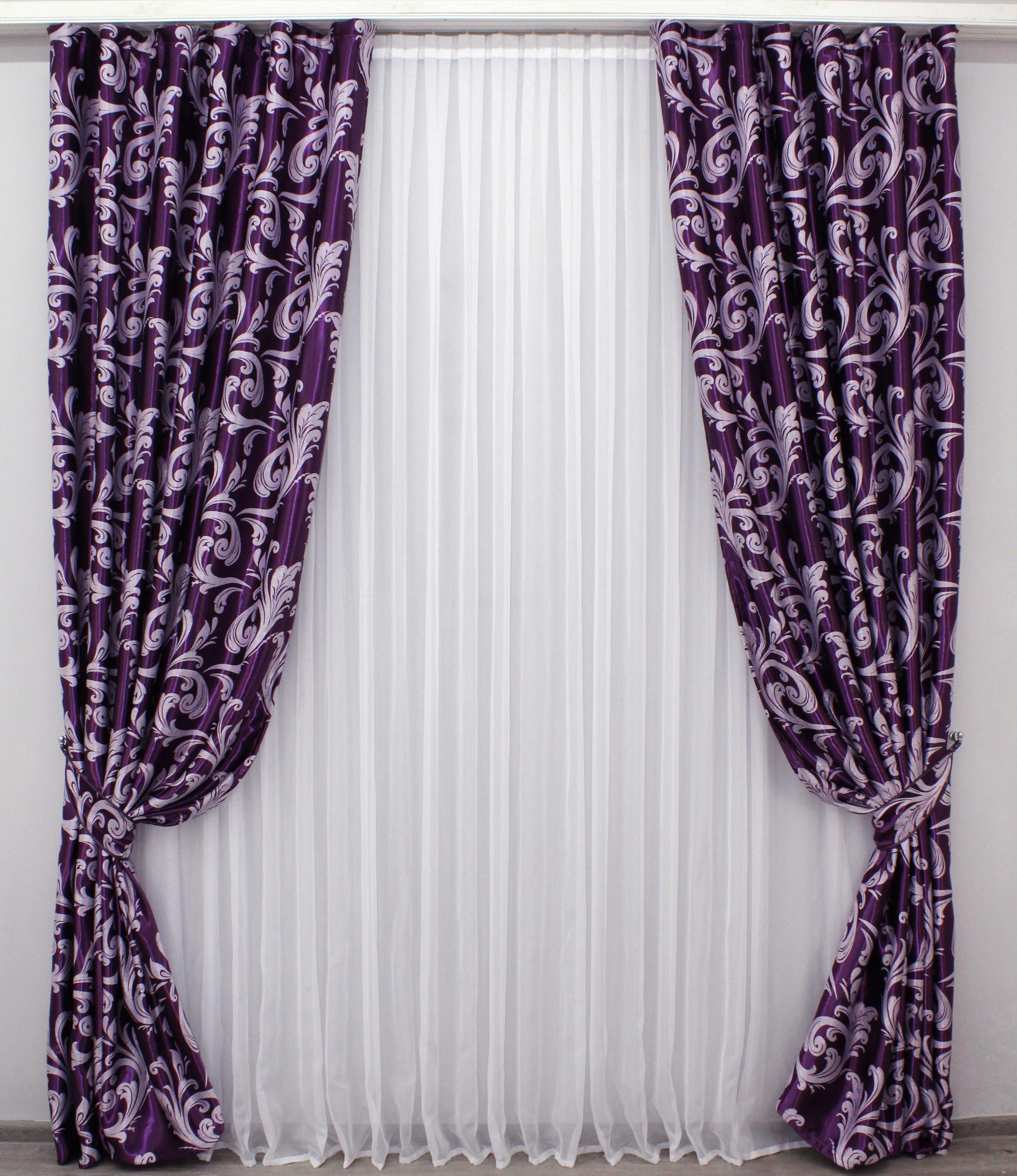 Комплект штор VR-Textil Лілія № 290ш А блекаут 150х270 см 2 шт. Фіолетовий (30-040)