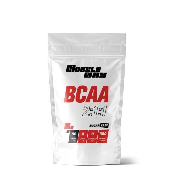 Амінокислотний комплекс MuscleWay ВСАА 2:1:1 з трьома амінокислотами на 10 порцій 100 г Ванільний (124-125-bcaa-mw-rs100-6)