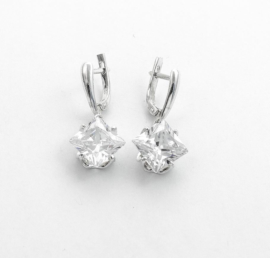 Сережки срібні з квадратними каменями Maxi Silver 8817 (88818)