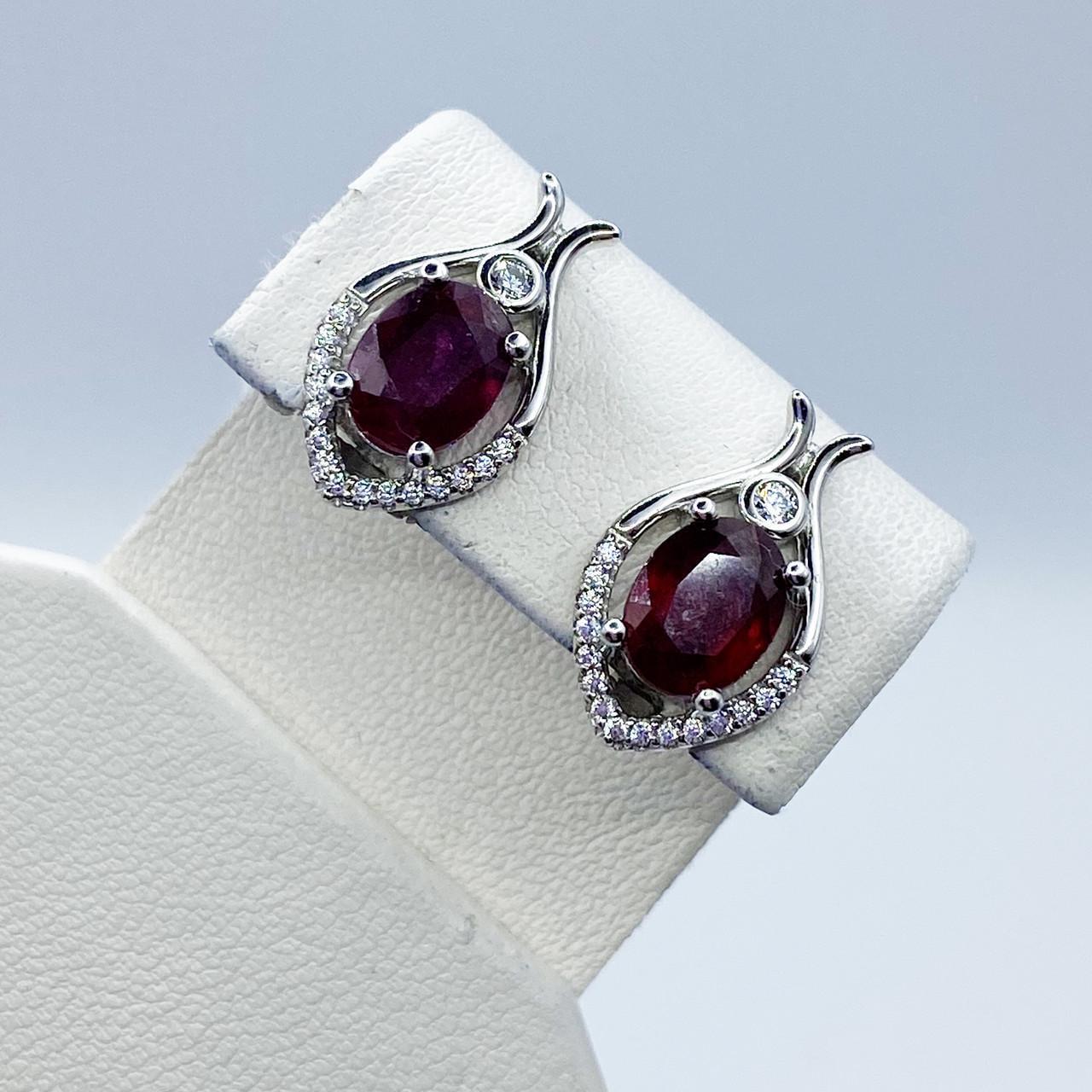 Серебряные серьги с рубином 4,22 г (2377020073)