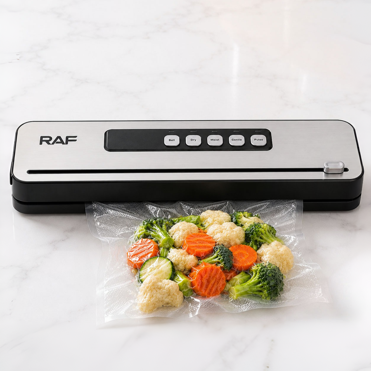 Вакууматор для продуктов со встроенным резаком RAF R.74000 для сухих/влажных продуктов Серый