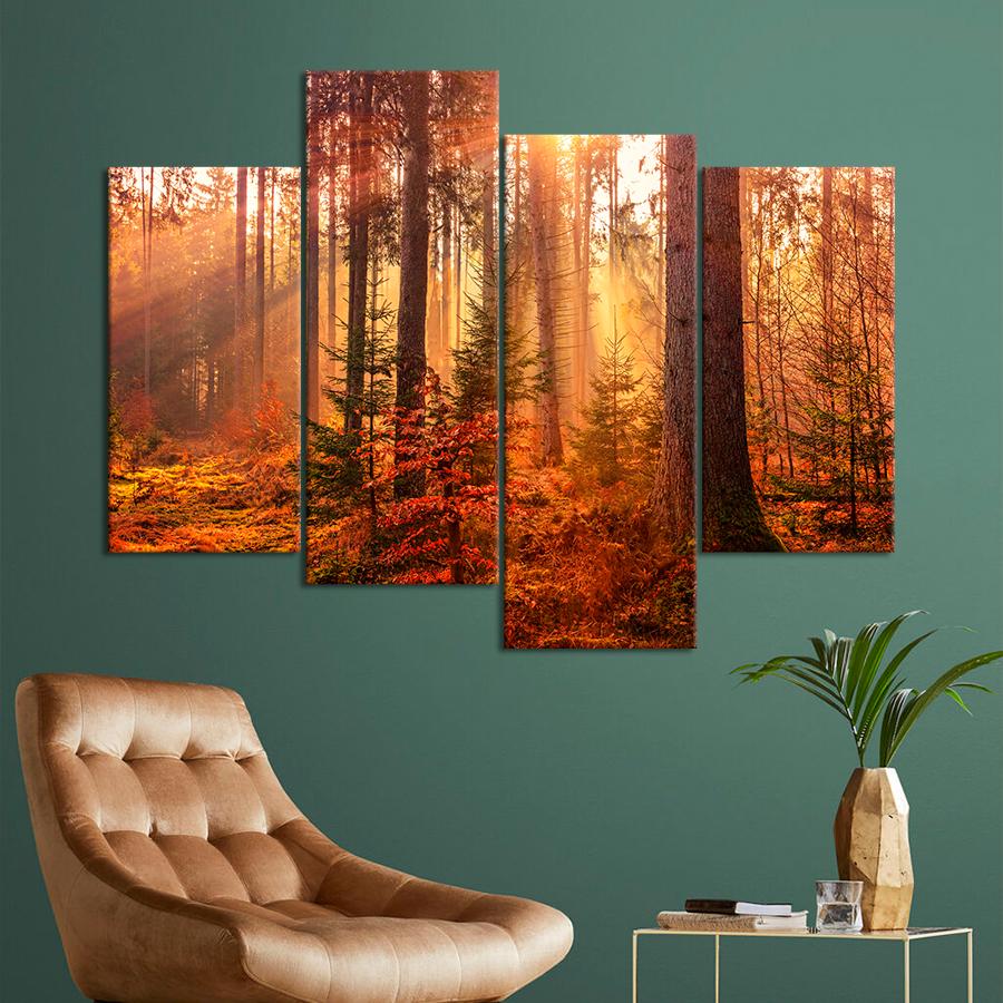 Картина природа Золотой осенний лес 129x90 см (A1115-4)