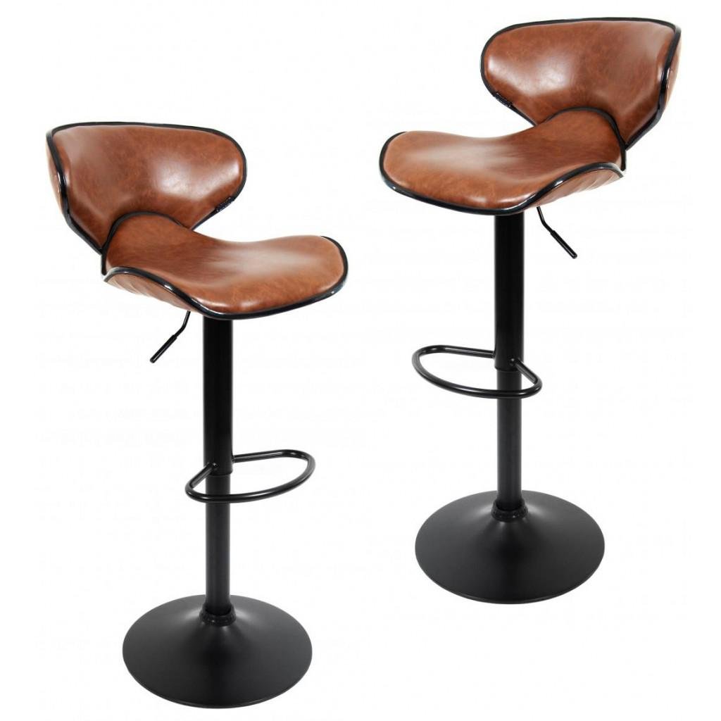 Барний стілець зі спинкою Bonro B-068 коричневий (чорна основа)