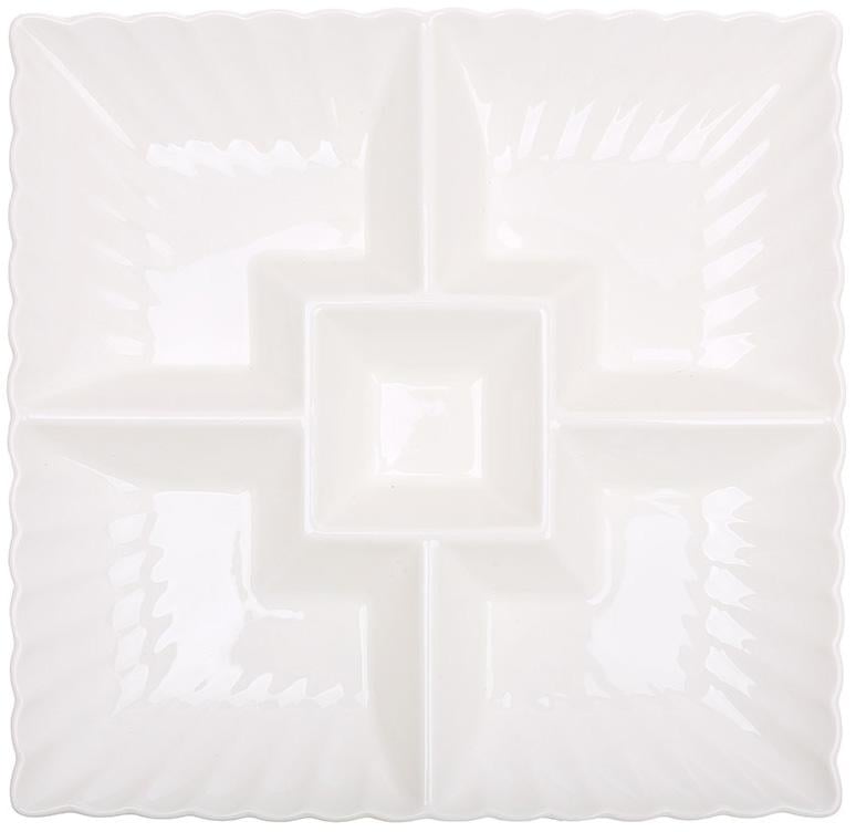 Блюдо фарфоровое White City Star 5-ти секционное 32х32 см Блюдо фарфоровое White City Star 5-ти секционное 32х32 см