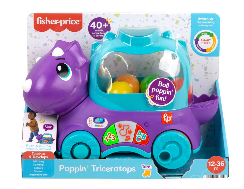 Каталка Fisher-Price Smart Stages Веселий трицератопс многоязычный (HNR53)