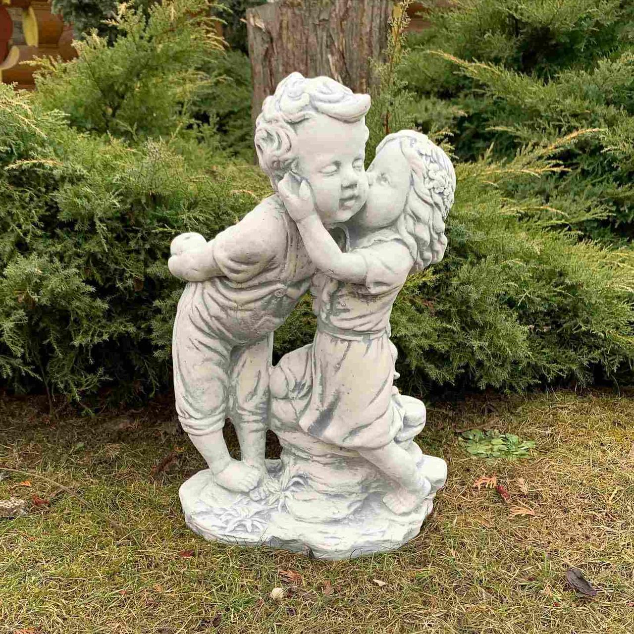 Садова фігура/статуетка Хлопчик з дівчинкою з цементу ручна робота 31 см (636148)