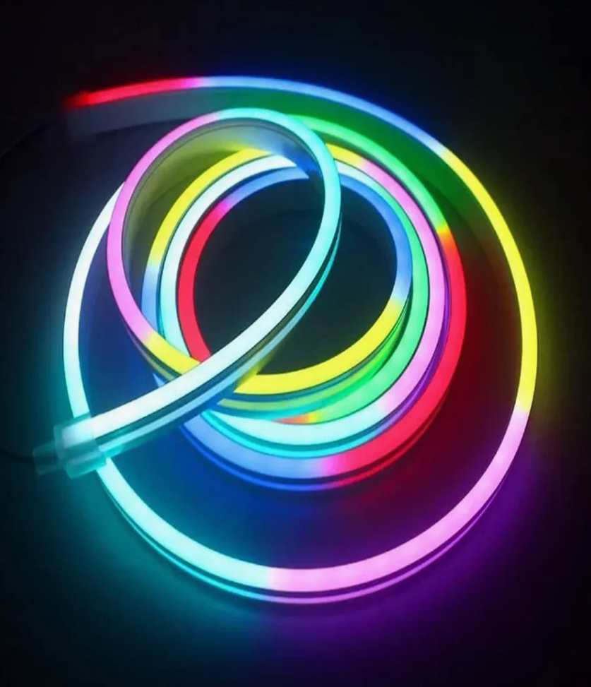 Лента неоновая с пультом и блютузом LED влагозащищена с блоком питания 220V Bluetooth/приложение 5 м (27292241) - фото 4