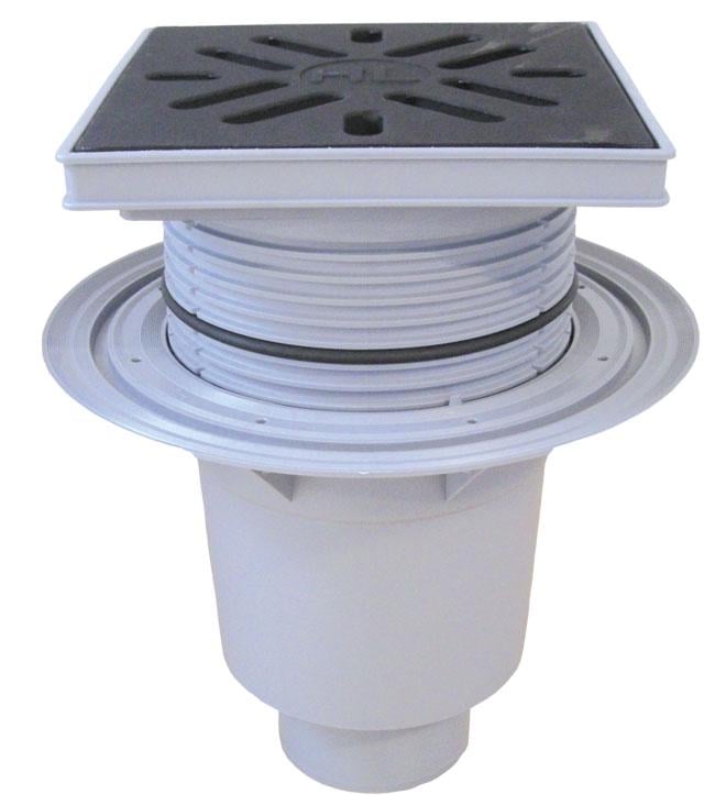 Трап HL616/1 для двора вертикальный DN110 мм с фланцем пластик 240x240 мм/чугун 226x226 мм с морозостойкостью (14368492)