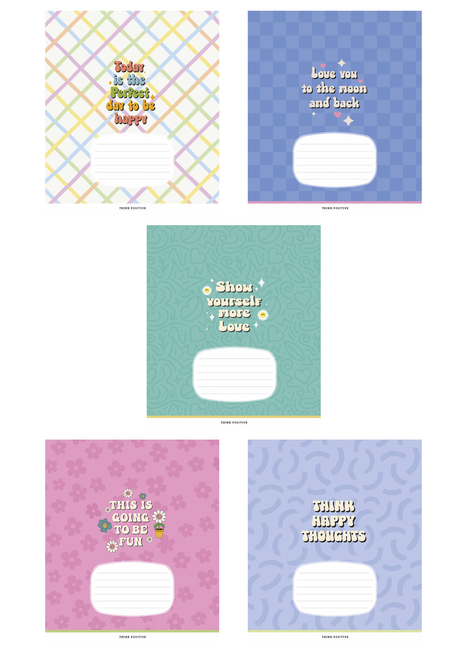 Набор школьных тетрадей Школярик Cool phrases в линейку 12 л. 5 шт. (3350 4820006472061)