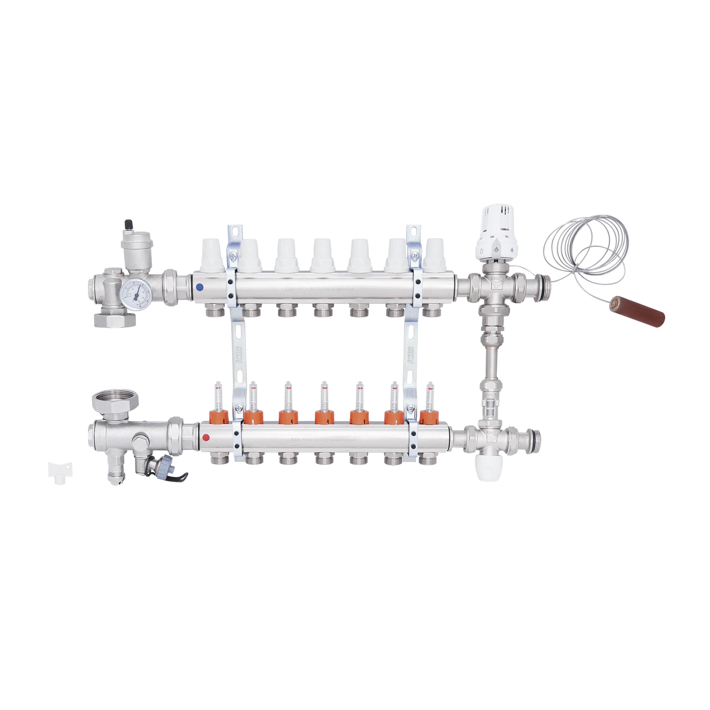 Колектор для теплої підлоги ICMA A1K013APR06 7 контурів з витратомірами 1"/3/4" (78693) - фото 3