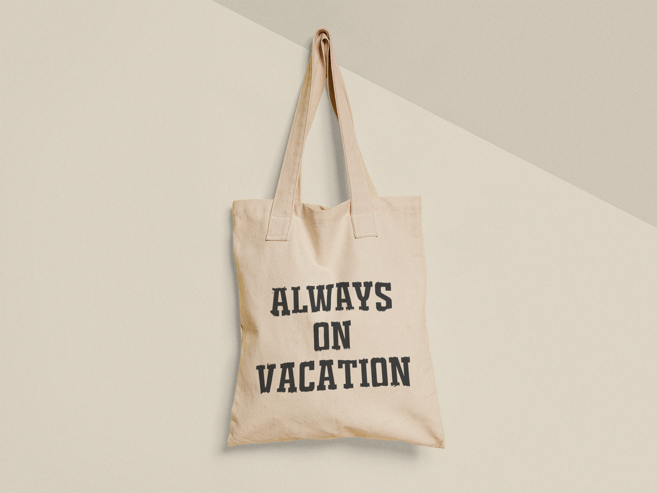 Эко-сумка шоппер с принтом "Always on vacation" 38х40 см Бежевый (ПН463-Т) Эко-сумка шоппер с принтом "Always on vacation" 38х40 см Бежевый (ПН463-Т)