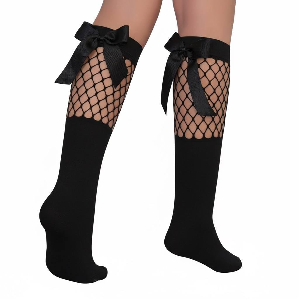 Гольфы для девочки Day Mod сетка с бантом 6-12 лет Черный (2242031)