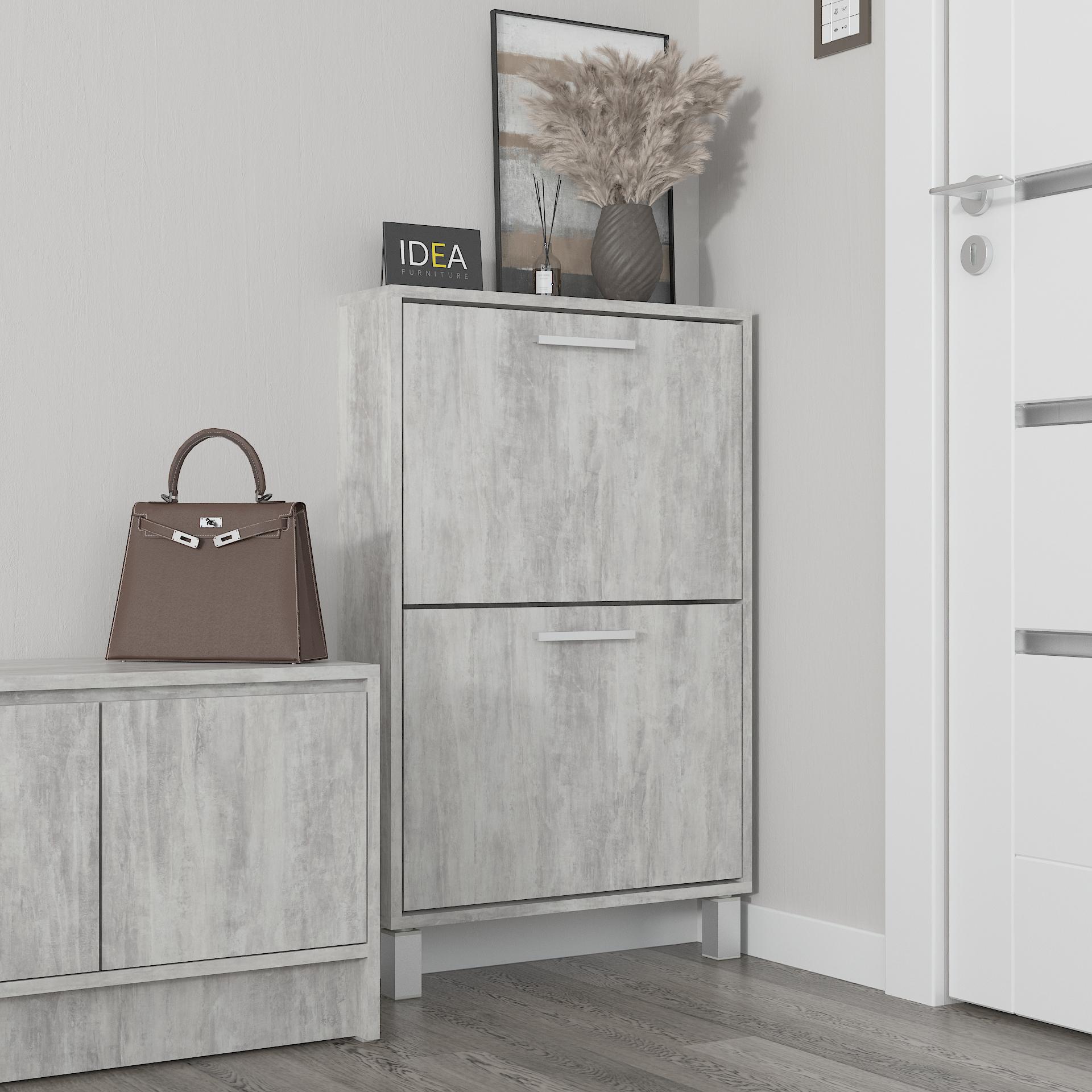 Тумба для обуви на 2 отделения 590х945х160 мм Бетон (A-158)